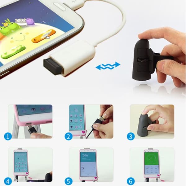 Trådlös fingermus - YXLILI - 2.4G Bluetooth bärbar 1600DPI med 2 knappar för dator, telefon, surfplatta, Android, resor (Peng)