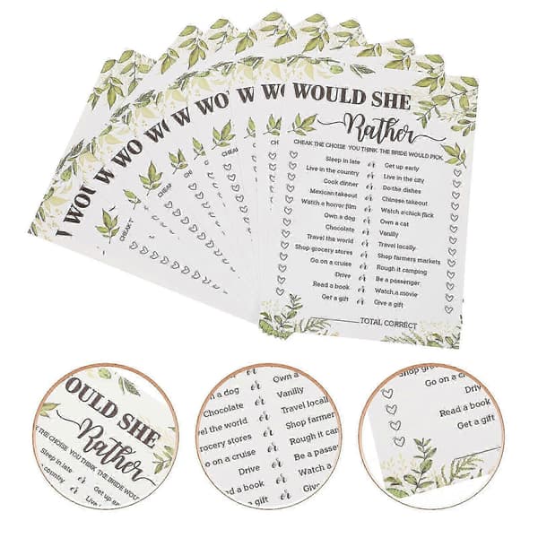 Bridal Shower Spillekort, 10 stk. assorterede farvede papirfestspil-rekvisitter til bryllupsfester (Peng)