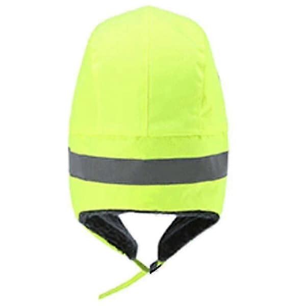 Hi Vis säkerhetskeps vinter varm fleece öronlappar hög synlighet fluffig mössa (Peng) Fluorescent Green