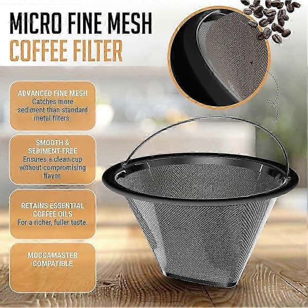 Kaffefilter i rustfrit stål til Moccamaster KBGV og KBT kaffemaskiner Genanvendeligt kaffefilter Dobbelt (PE)