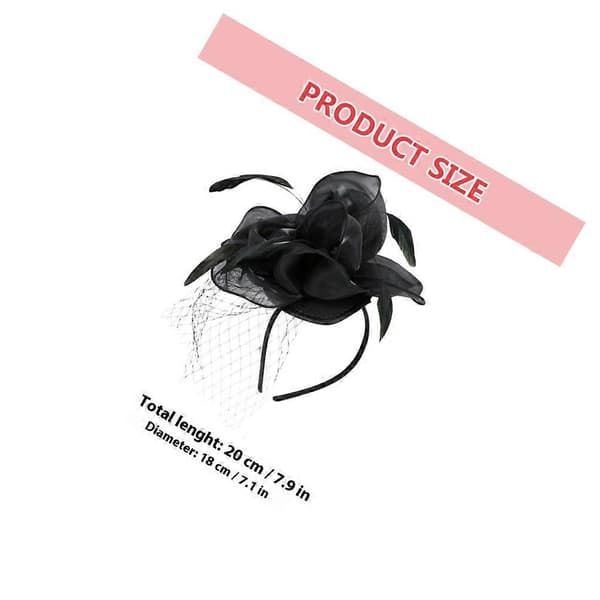 Fascinator håraccessoar för kvinnor med siden- och nätdekoration, mångsidig användning, 1 set (Peng)