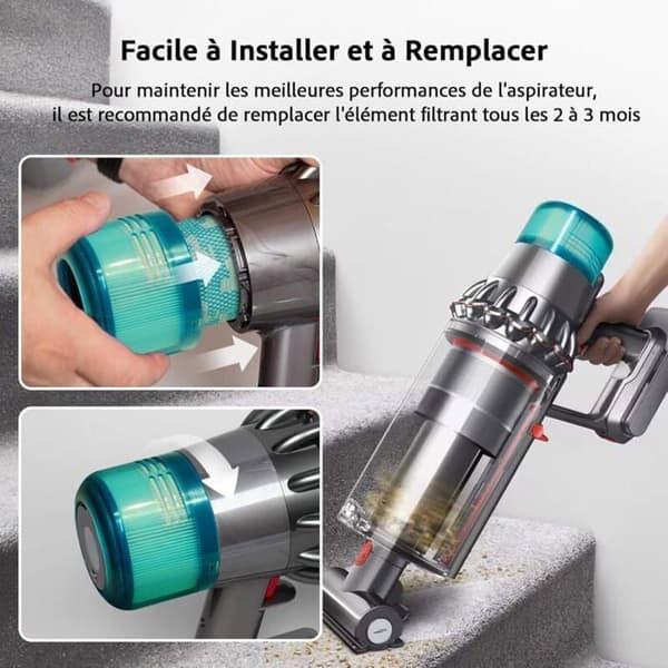 Dyson erstatningsfiltre - 2 stk., blå - Passer til Dyson V11 V15 SV14 Label (Pe)