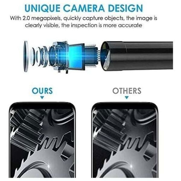 Vandtæt USB-inspektionskamera, 2,0 MP IP67 endoskop, med 8 justerbare LED-lys, til Android og PC ENEVAOCT (Pe)