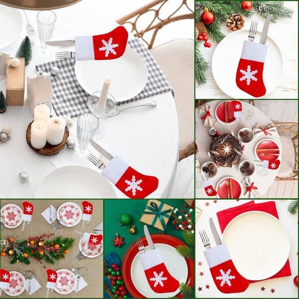 Julbestickhållare, mini-julstrumpor, 12-pack julstrumpor för bestick, juldekoration för bestick (Peng)