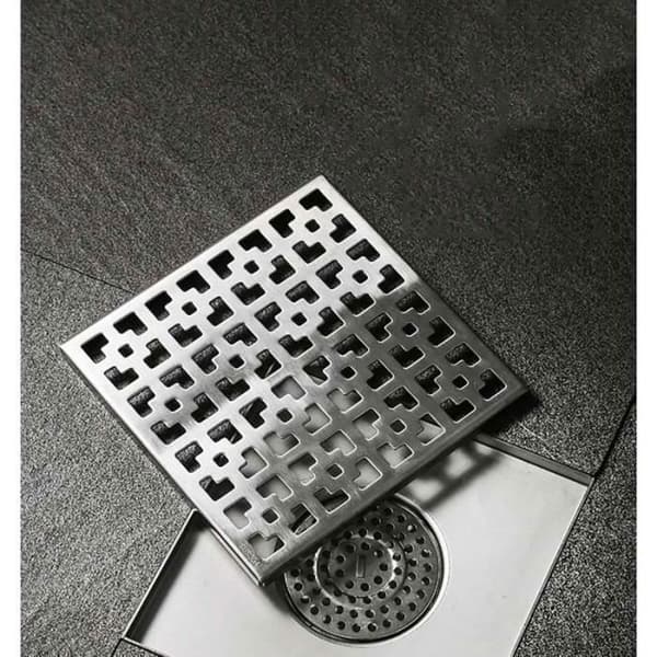 Utomhusgolvbrunn - 20x20 cm - Silver - Luktstopp - Hårfångare ENEVAOCT (Pe)