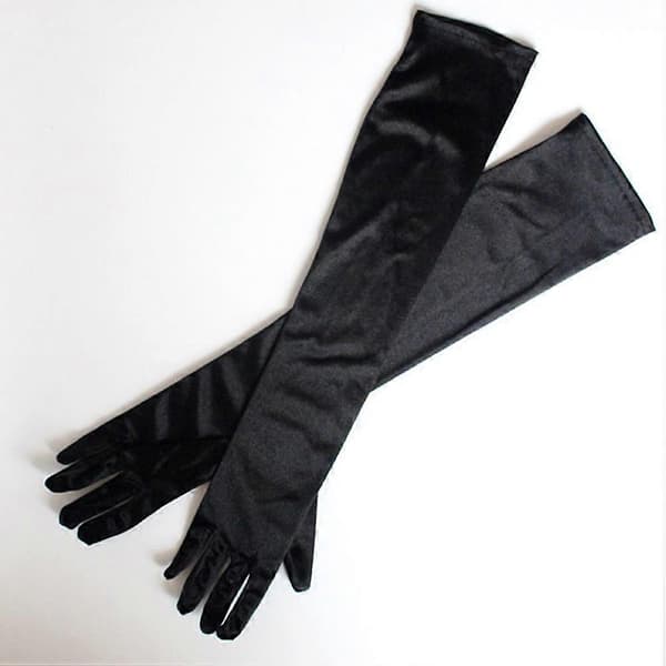 Mustat elegantit satiiniset lapaset naisille, 1 pari (Peng)