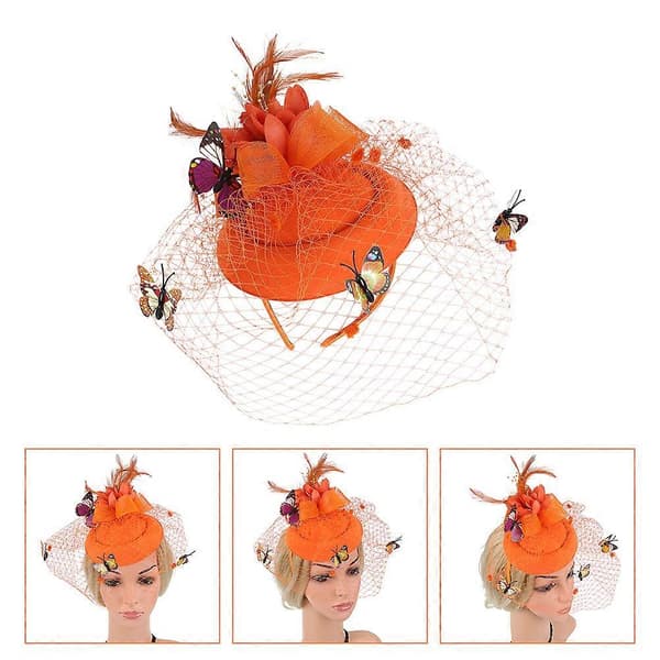 Bröllopshårband med nät-minihatt för kvinnor, 1 st accessoar (Peng)