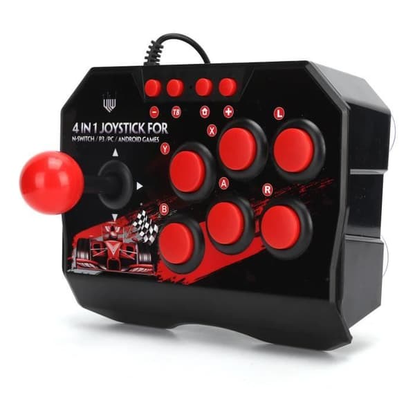 TMISHION Arcade Fighting Stick - Gamingtilbehør til Switch/PC/PS3 - Sort (Pe)