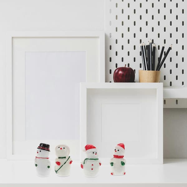 Snögubbe-figur i harts miniatyr snögubbe heminredning 8-pack (Peng)