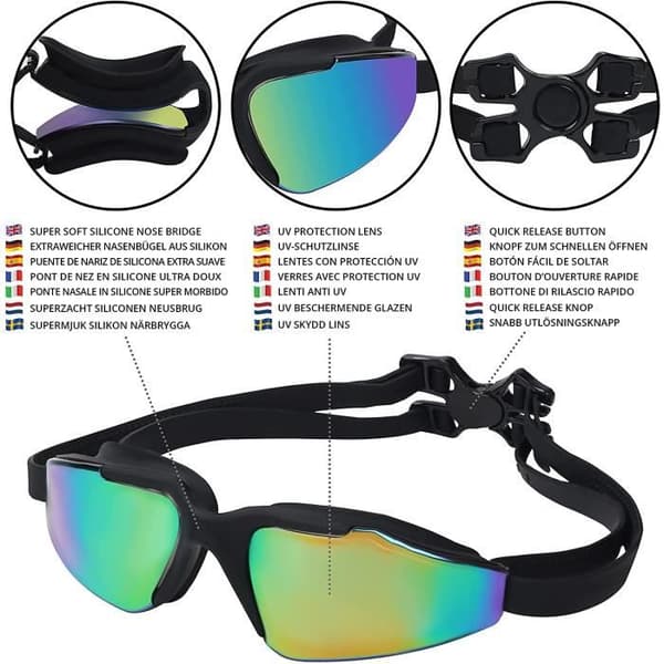 Simglasögon - Unisex - UV-skydd - Vattentäta - Justerbart band - Optimal komfort (Pe)
