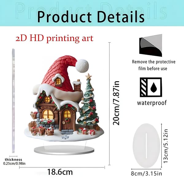 Jultomten skrivbordsdekoration backspegelprydnad 3D akryl (Pe)