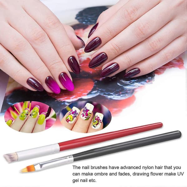 3 st nagelgradient svampborstpennor kit dubbelhuvud nagelsvampborste (PE)