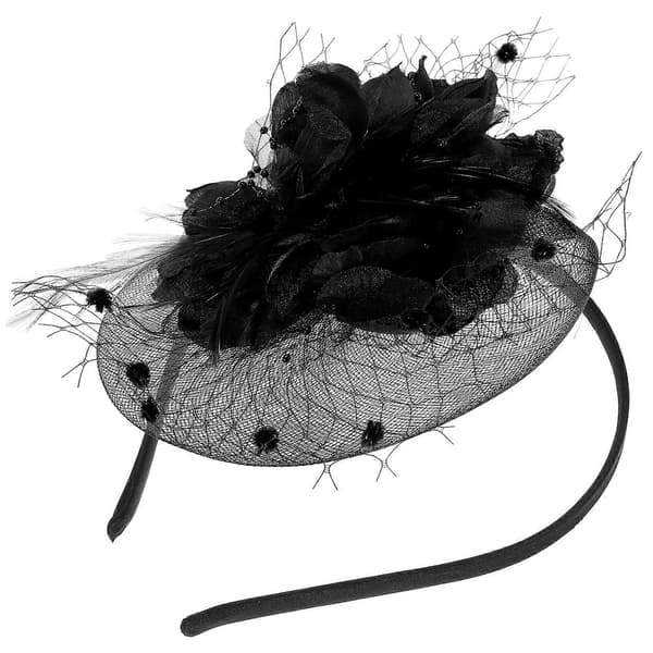 Blommig fascinator-hårband för kvinnor, hatt för tebjudning, 2 st mesh-huvudprydnad (Peng)