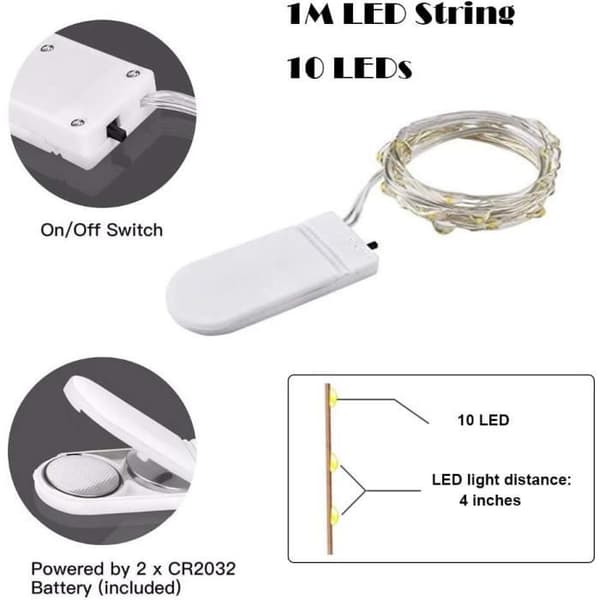Ljusslinga - Ospecificerad - 1M - 10 LED - IP65 Vattentät - Kallvit (Pe)
