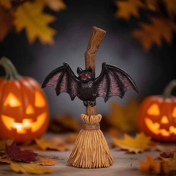 Halloween kvastprydnader fladdermusmotivfigurer mittpunkt (Pe)