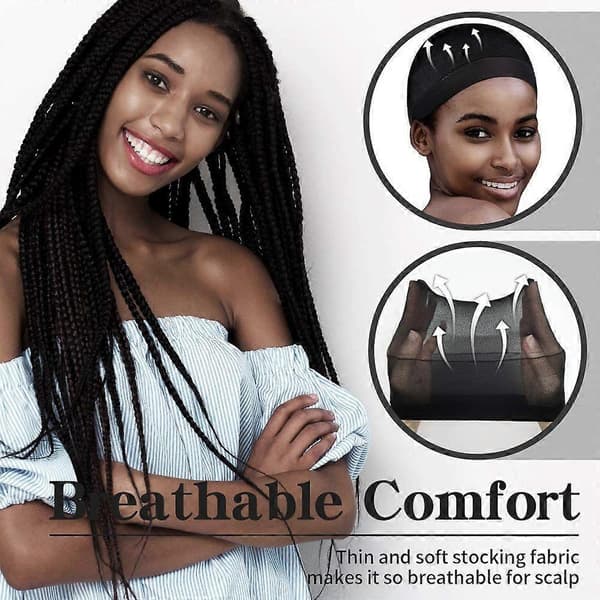 Perukmössa för Lace Front-peruk, nylonstrumpa, skallig mössa för peruk, 12 stycken (Peng) Black