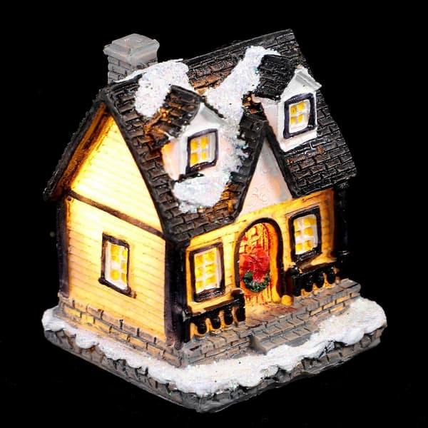 Resin Mini Hus Jul Lysende Hus Dekorative Mini Ornamenter 2 stk. (Peng)