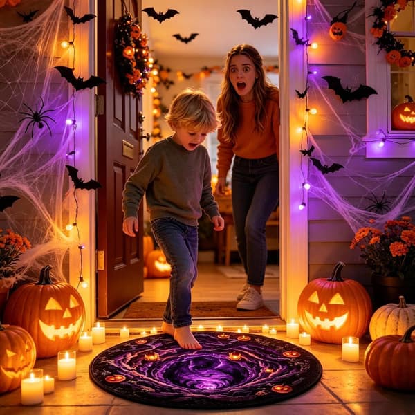 Optisk Illusion Halloween Dørmåtte 60x60cm til Boligindretning (Pe)