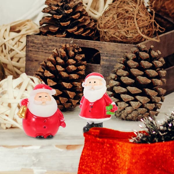 Tomte-miniatyrer i harts för juldekoration 12 st Röd (Peng)