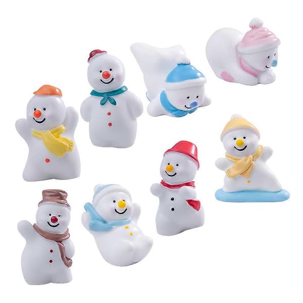 Snemand dekoration mini harpiksfigur til julefrokost dekoration 8 stk. (Peng)