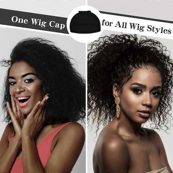 Perukmössa för Lace Front-peruk, nylonstrumpa, skallig mössa för peruk, 12 stycken (Peng) Black