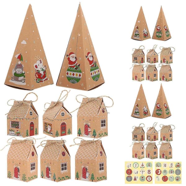 1 set juladventspresentaskar julnedräkningsgodisask tomma adventspresentaskar (PE)