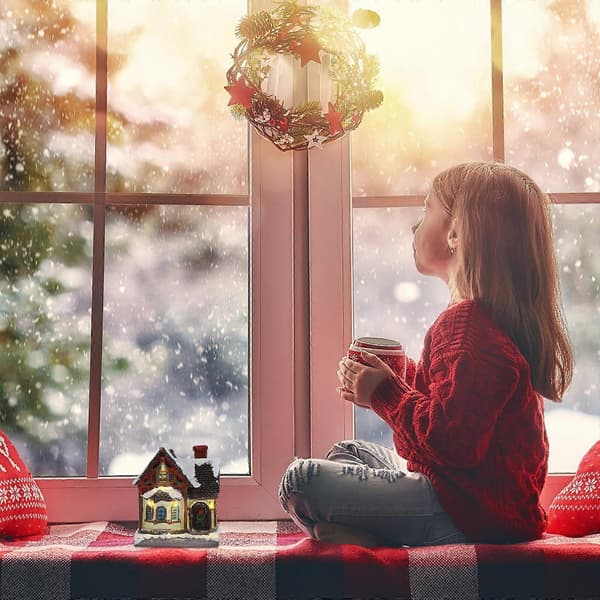Mini-julhus med belysning för julfest, 2 st (Peng)