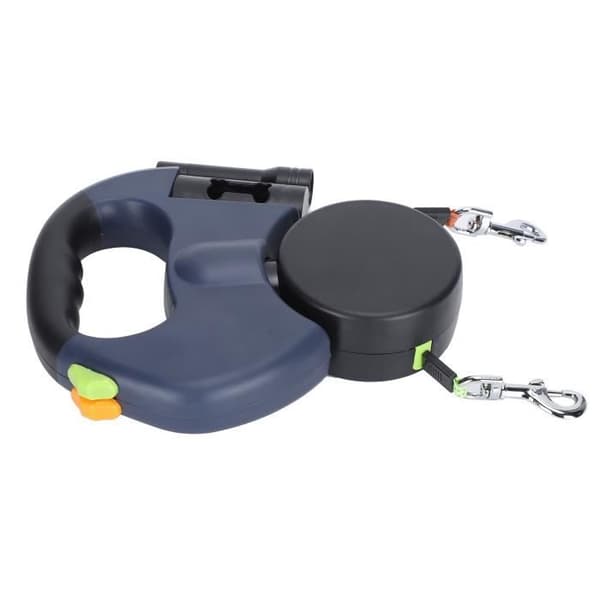 Infällbart hundkoppel - AYNEFY - Dubbelkoppel - Reflekterande nylon - 3m - 360° rotation (Pe)