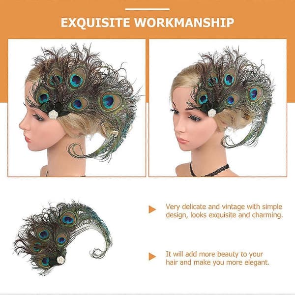 Roaring 20s Flapper Fascinator Hårklämma för dekoration 2 st (Peng) Multi 24X16X2CM