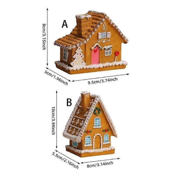 Julbyhus miniatyr pepparkakshus figur jul samlarobjekt byggnader med LED-ljus jul (Peng)