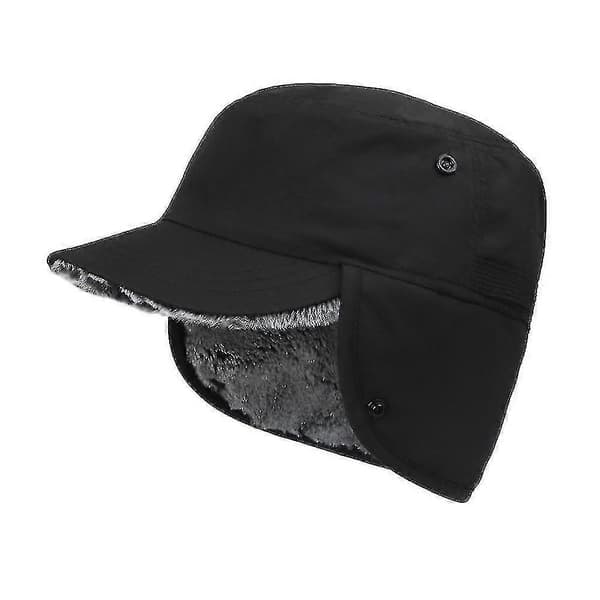 Vintervarm mössa med öronlappar och skärm, vattentät trappermössa unisex (Peng) Red