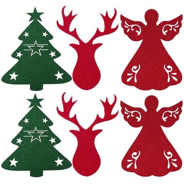 Jul-tema bestickhållare för restaurangbruk festlig design 20x17cm julfest 6-pack (Pingvin) Multi 20x17cm