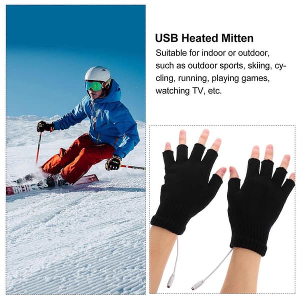 USB-lämmitettävät unisex-lapaset, 1 pari, musta (Peng)