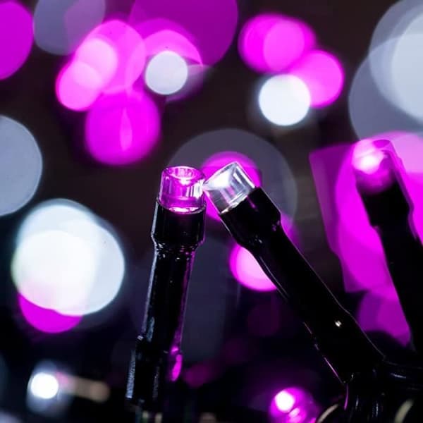Lyskæde - LED - 13m - Pink + Hvid - Indendørs/Udendørs - Konstant lysstyrke (Pe)