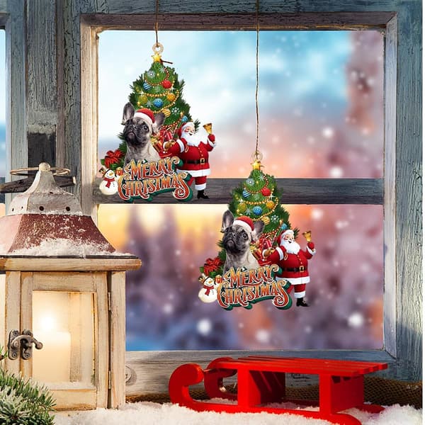 Hundprydnad med jultomten - Julgransdekoration, 10 cm (Pe)