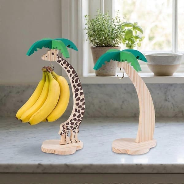 Bananhängare i trä med simulerat palmblad (Peng) Style C