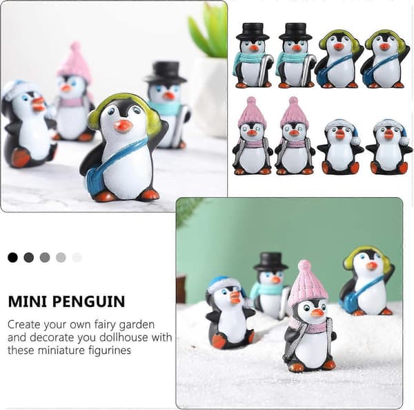 4 stycken juldekoration mini vinter pingvinfigurer (Peng)