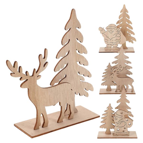 Juldekoration i trä Träprydnad för juldekoration 4 st (Peng)