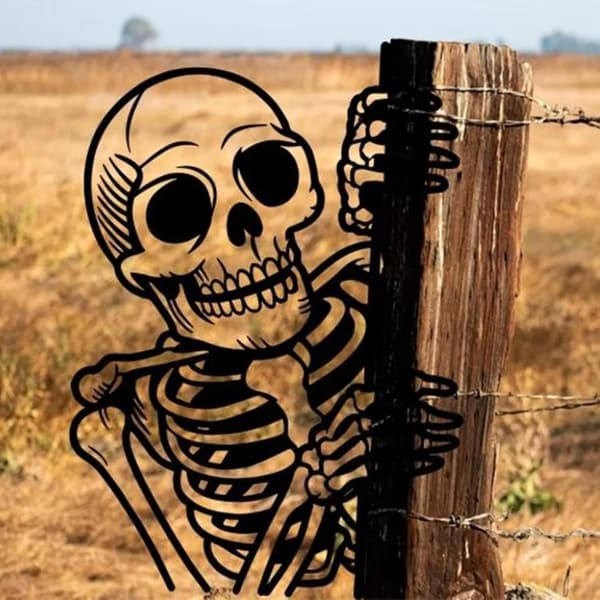 Halloween Trädgårdsdekorationer i Metall Roliga Skyltar Sidoblick (Pe)