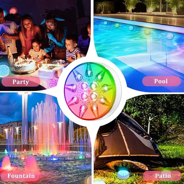 Pool Clarifiers Set of 2 Waterproof Lamp Remote Control (Pe)