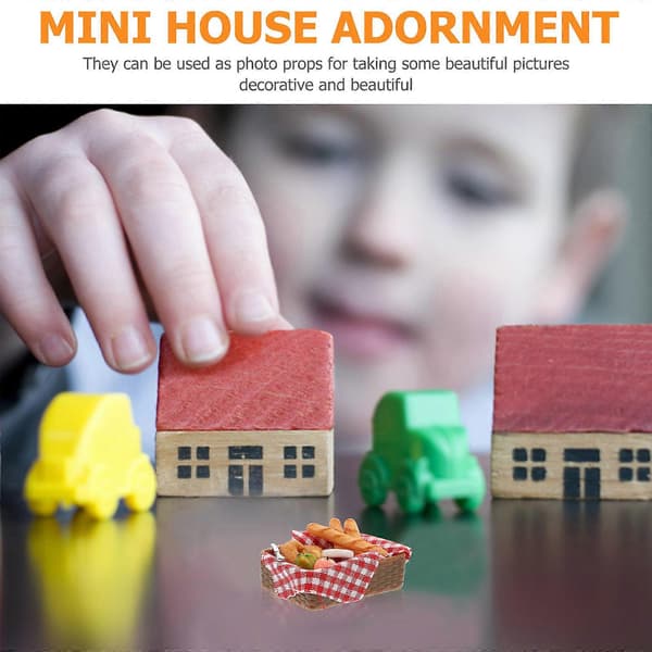 Mini huspynt harpikshåndværk til dekoration 1 sæt mini brødkurv assorterede farver (Peng)