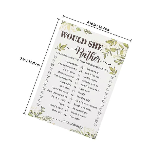 Bridal Shower Spillekort, 10 stk. assorterede farvede papirfestspil-rekvisitter til bryllupsfester (Peng)
