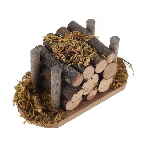 Mini-veddekoration för dockskåp 1 set träminiatyr trädgårdsscen (Peng)