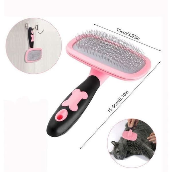 Hunde- og katteplejebørste og kam til hunde og katte med langt og kort hår - Pink (Pe)