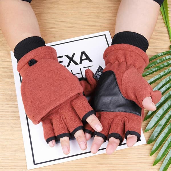 Vintervarme handsker fingerløse varme handsker håndvarmer halvfingerhandsker elastiske polarfleece arbejdshandsker til mænd med knap blå (Peng) Men s Button Blue