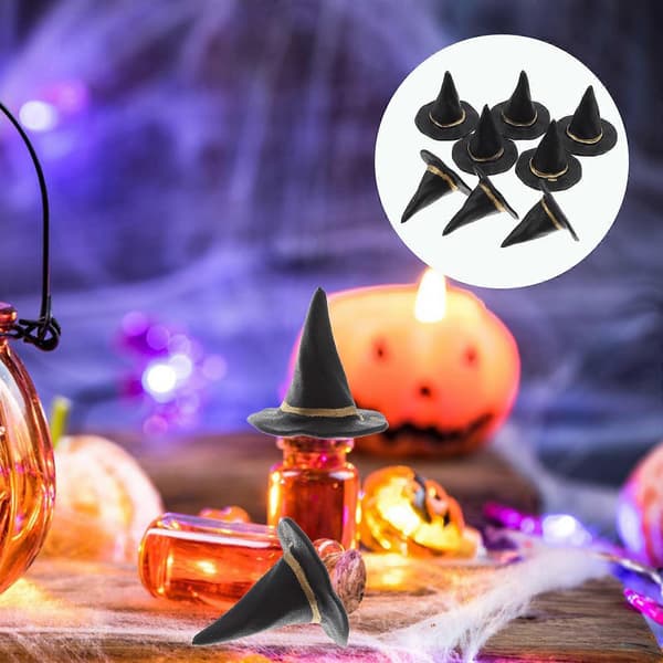 Mini heksehatte til Halloween-fest, 20 stk. sorte plastik-håndværksrekvisitter (Peng)