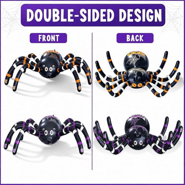Halloweenspel för barn, 2-pack uppblåsbart spindel-ringkastningsspel (Peng)