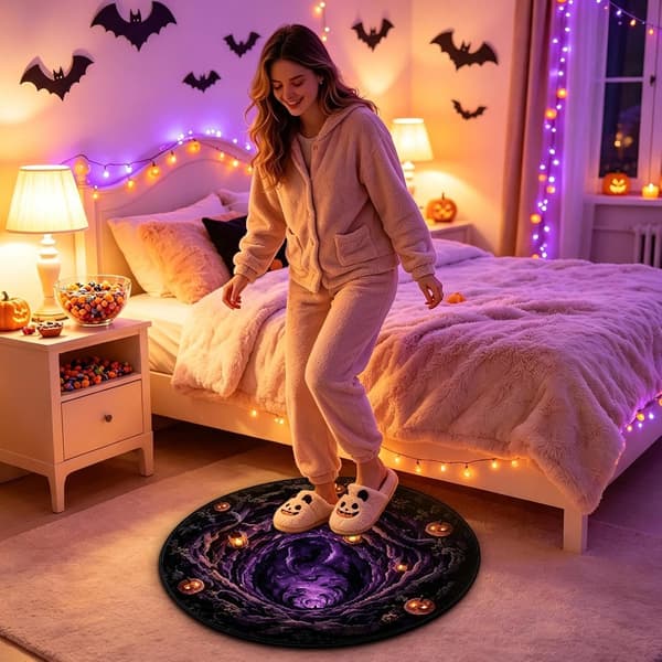 Optisk Illusion Halloween Dørmåtte 60x60cm til Boligindretning (Pe)