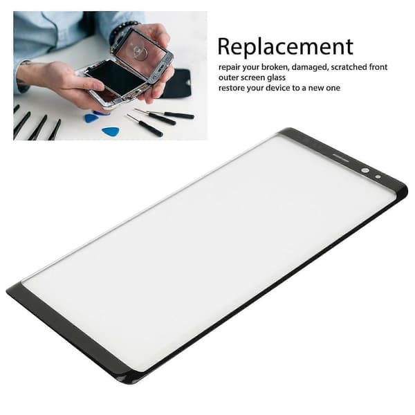 Udskiftning af forreste ydre glaslinse til mobiltelefon, reparationssæt til frontglas til Galaxy Note 8 Sort (Peng) Solid Normal