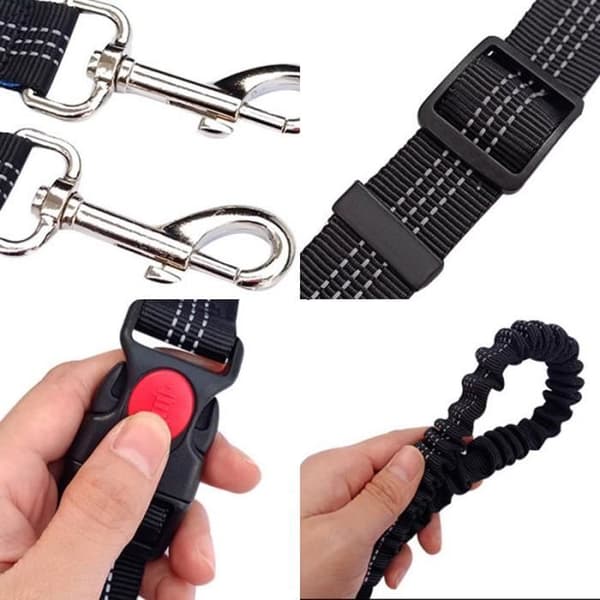 (6) Justerbart hundkoppel, handsfree, för husdjur, promenader, löpning, jogging, midjebälte, rem (Pe)